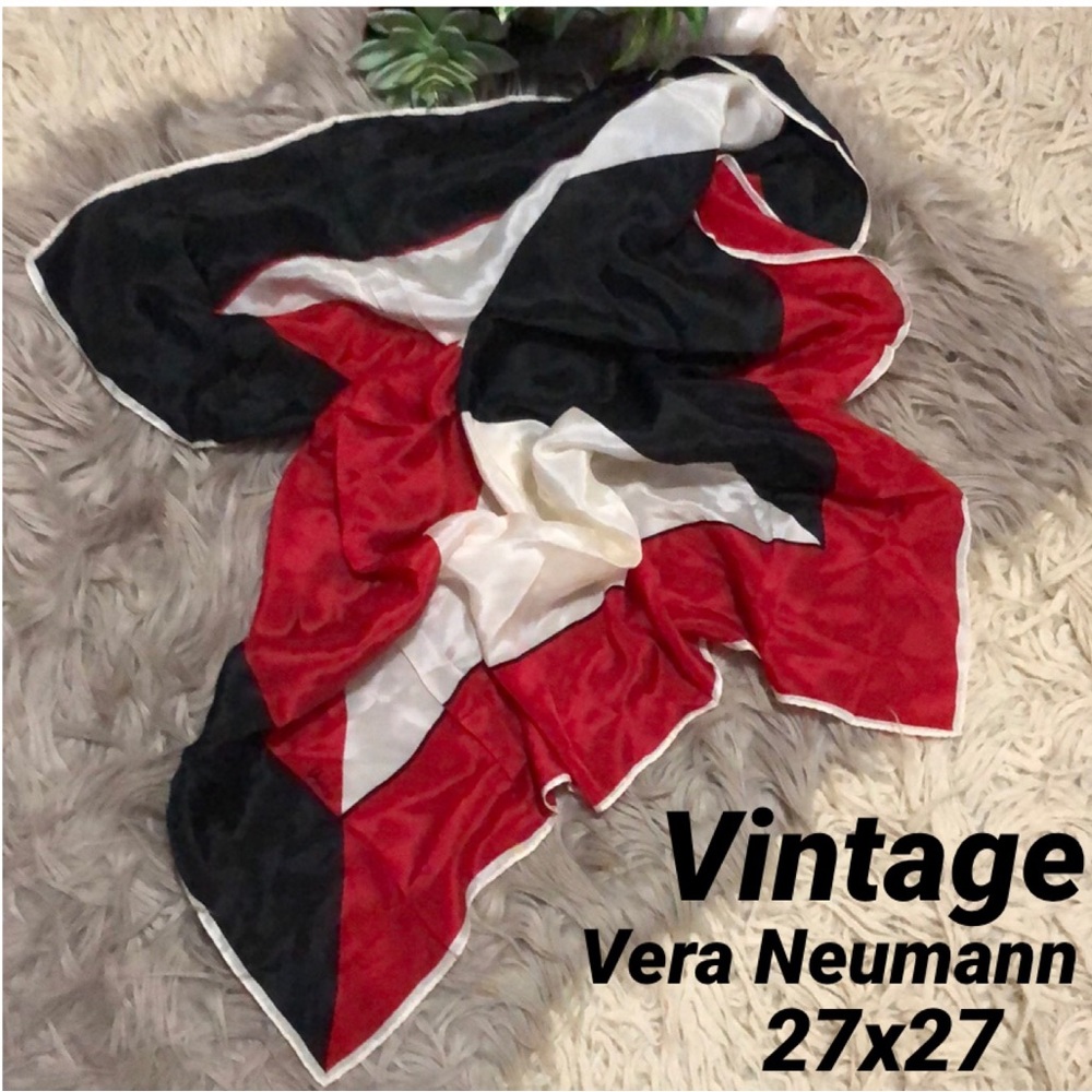 Vintage Vera Neumann Scarf-27x27-Red/Black/White